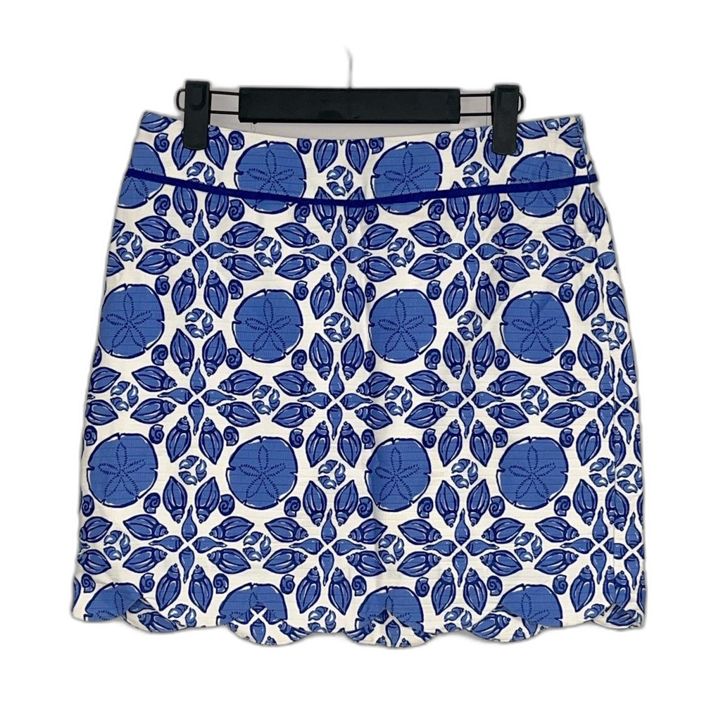 Vineyard Vines Scalloped Shell Margo Blue and White Skirt Size 2 Beach Summer